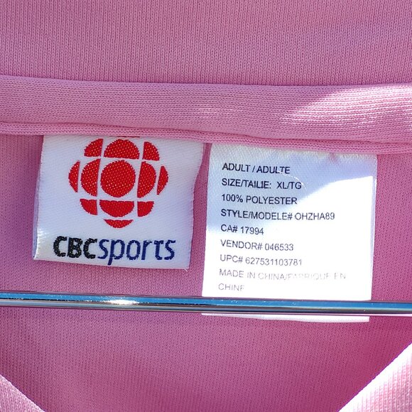 CBC Hockey Night In Canada Jersey Women's Size XL Pink and White Embroidered - Picture 4 of 5